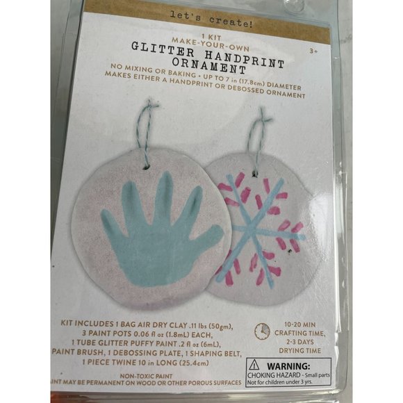 NEW IN PACKAGING Make Your Own GLITTER HANDPRINT ORNAMENT Kit, No bake/mix - Picture 3 of 6